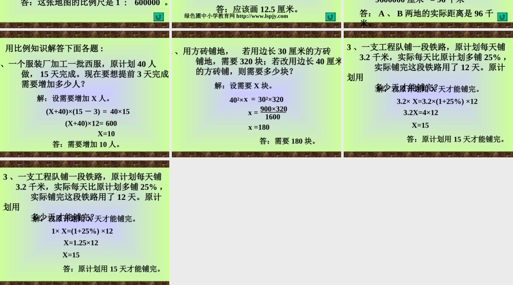 人教版六年级数学下册《比例的应用》课件PPT