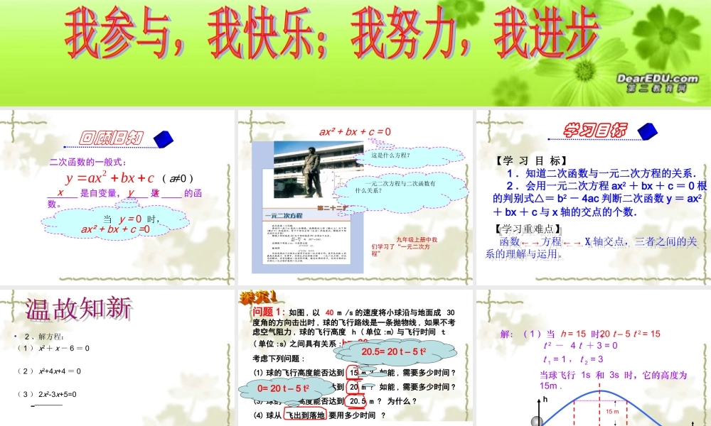 用函数的思想看一元二次方程