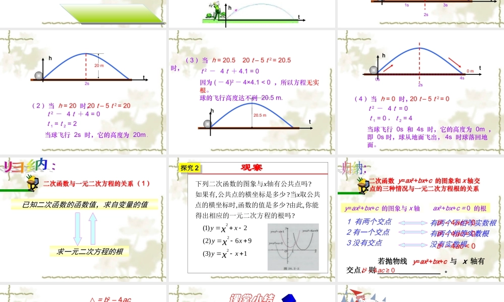 用函数的思想看一元二次方程