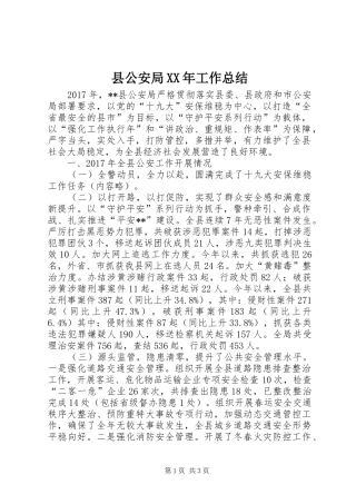 县公安局XX年工作总结_1