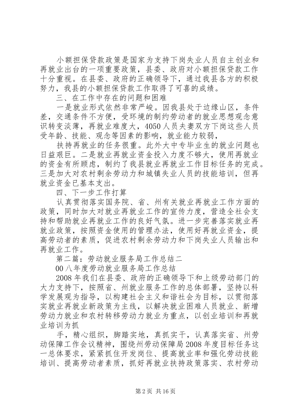 劳动就业服务局工作总结_1_第2页