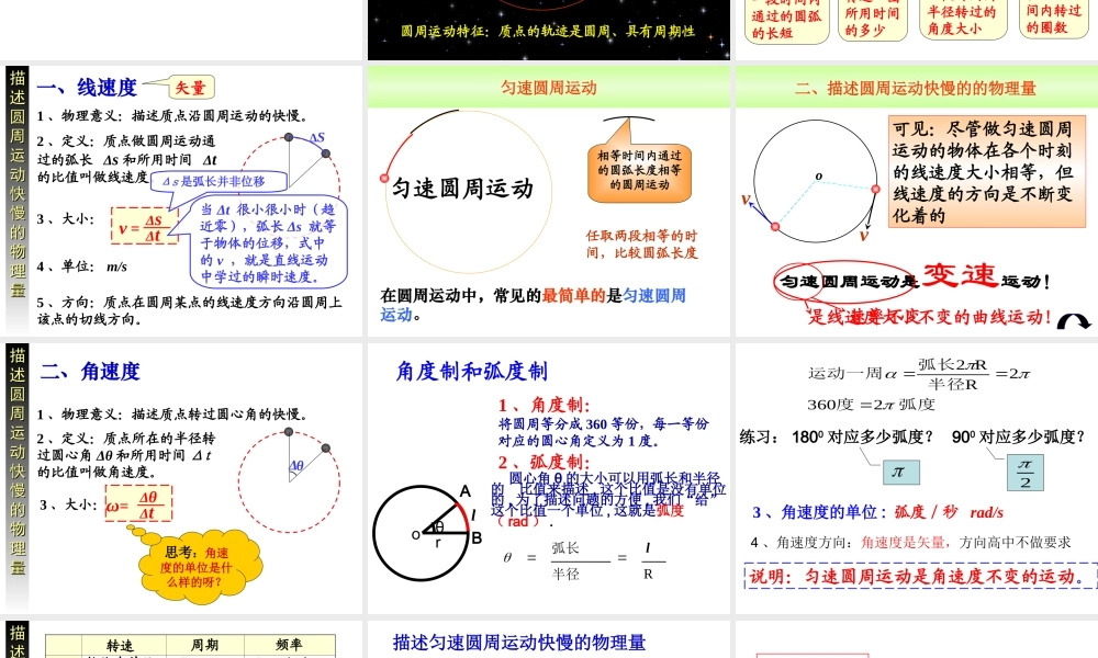 匀速圆周运动的描述