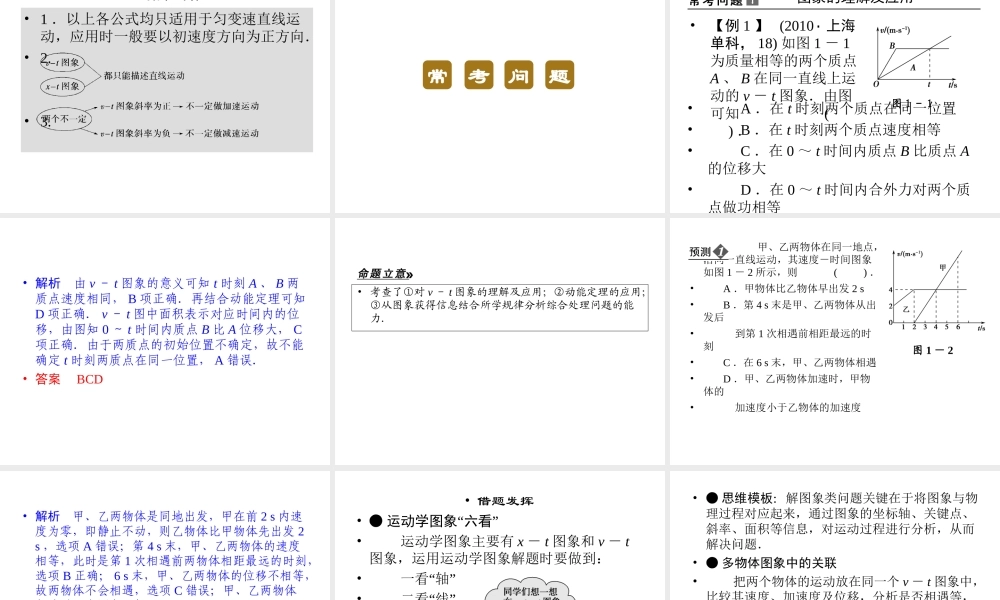 2013年高三物理二轮锁定高考课件：11运动图象及匀变速直线运动常考的3个问题