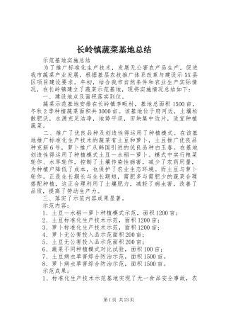 长岭镇蔬菜基地总结