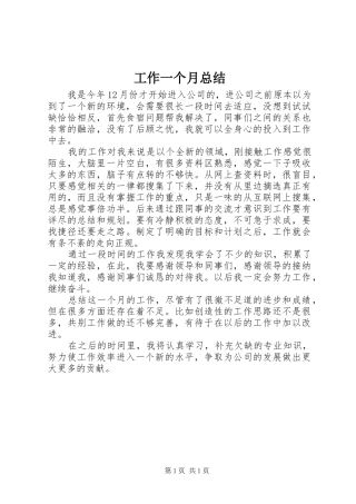 工作一个月总结