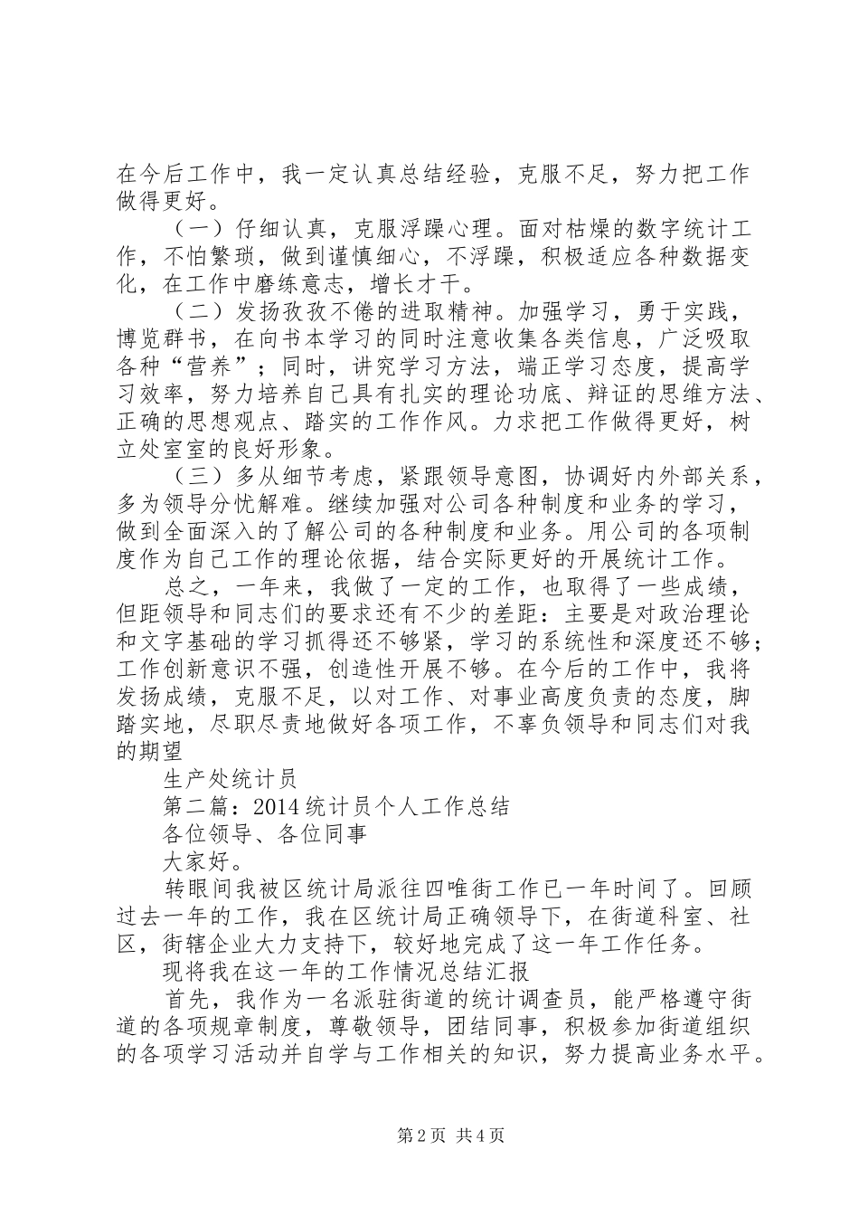统计员XX年个人工作总结_第2页