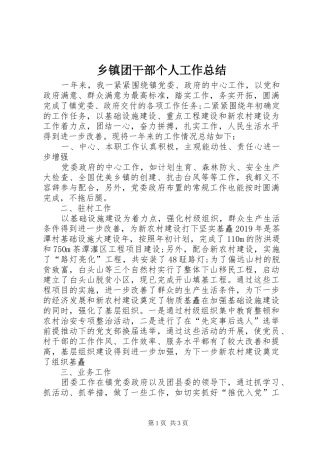 乡镇团干部个人工作总结