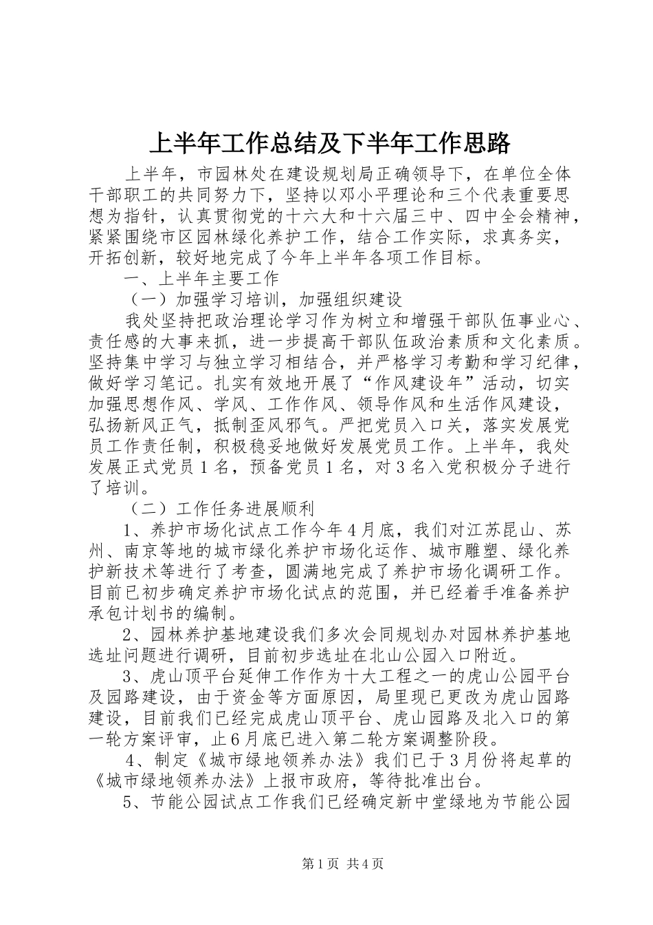 上半年工作总结及下半年工作思路_1_第1页