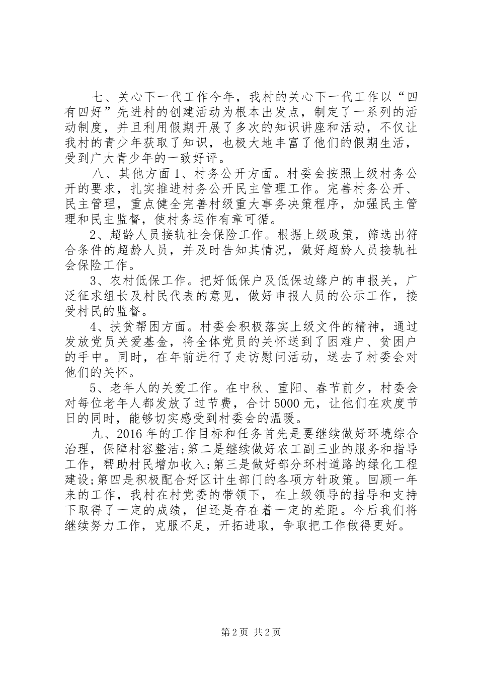 农村年度村委工作总结_第2页