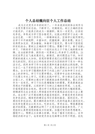 个人总结魏向征个人工作总结