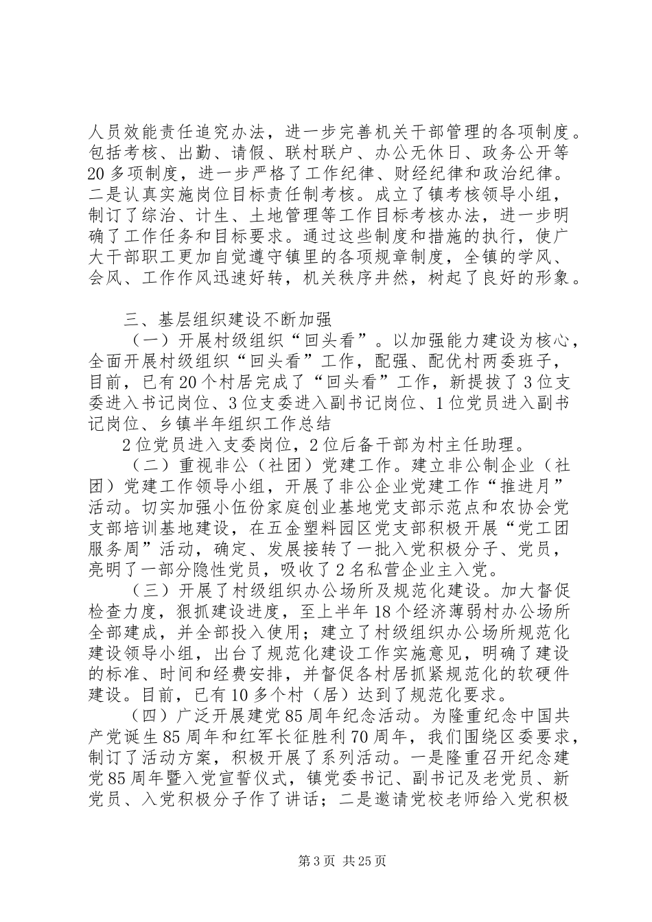 乡镇半年组织工作总结(精选多篇)_第3页