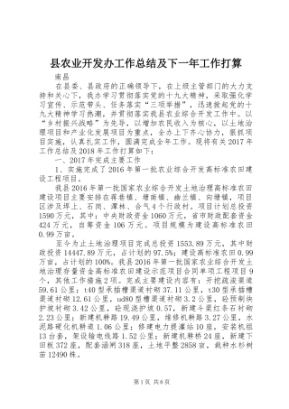 县农业开发办工作总结及下一年工作打算