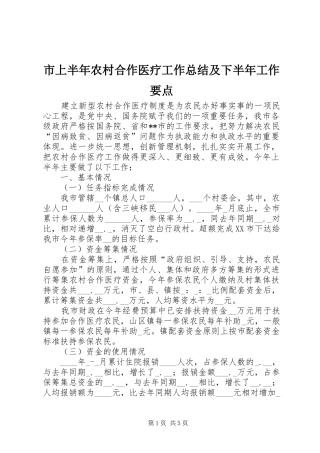 市上半年农村合作医疗工作总结及下半年工作要点_1