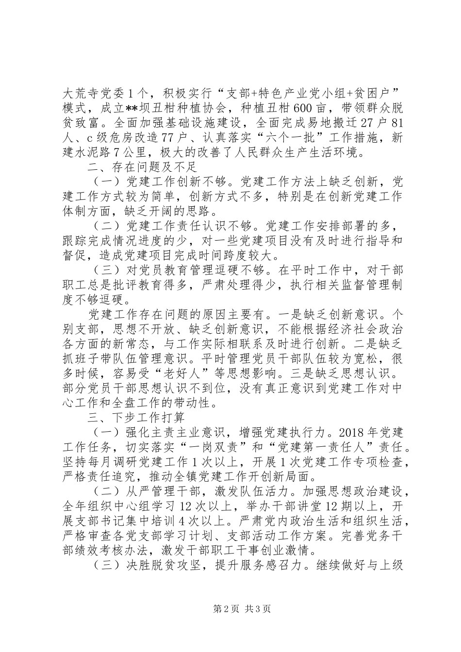 镇委员会关于XX年度党建工作的总结_1_第2页