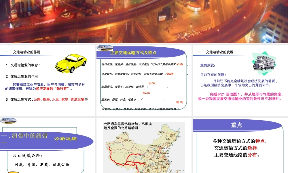 八年级地理下册第一章第四节交通运输业课件湘教版