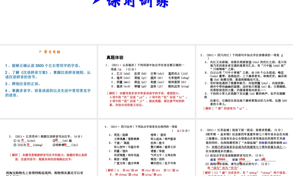 2012年中考语文提分一：拼音