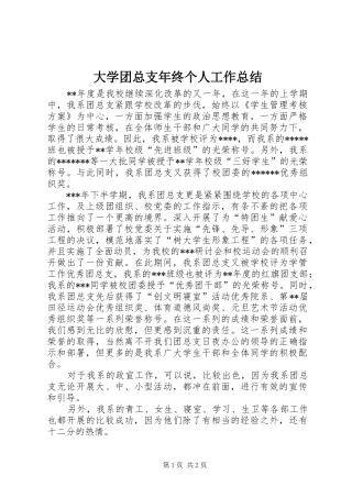 大学团总支年终个人工作总结
