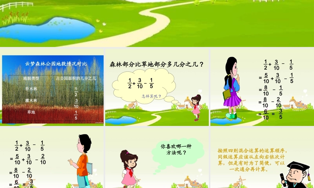 新人教版五年级下册数学分数加减混合运算PPT