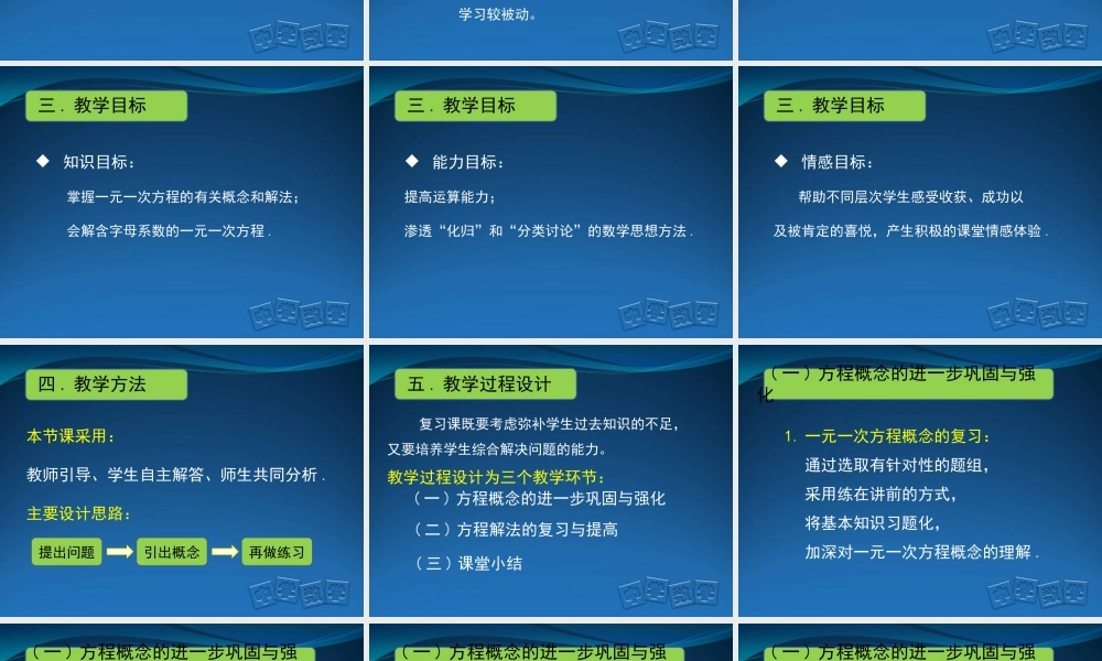 一元一次方程复习课说课幻灯片