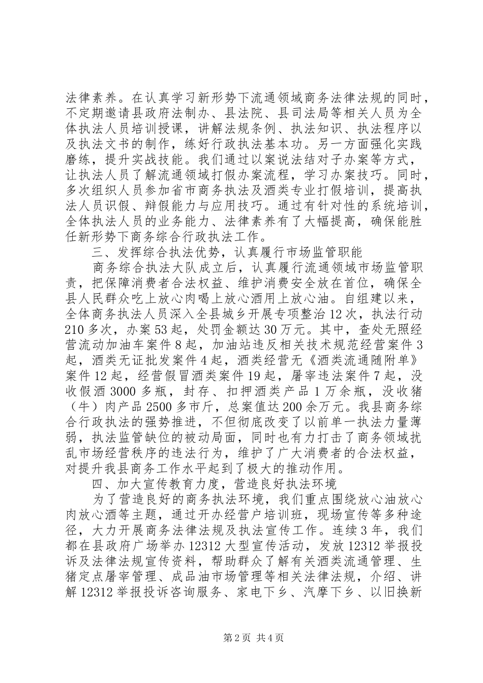 XX年某县商务综合行政执法工作总结_第2页