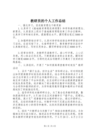 教研员的个人工作总结