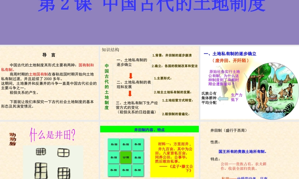 【历史】第2课中国古代的土地制度课件1（岳麓版历史必修2）