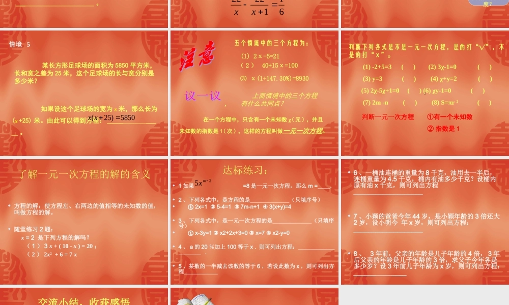 认识一元一次方程（）