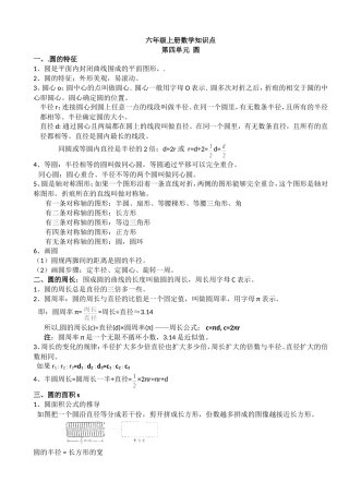 人教版小学数学《圆》知识点整理归纳