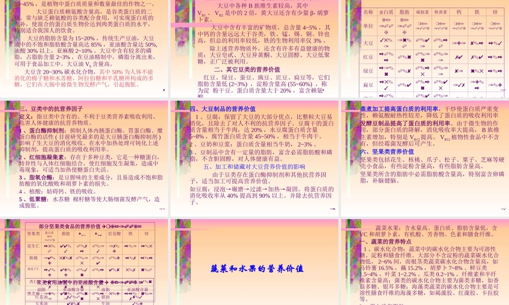 各类食物的营养价值