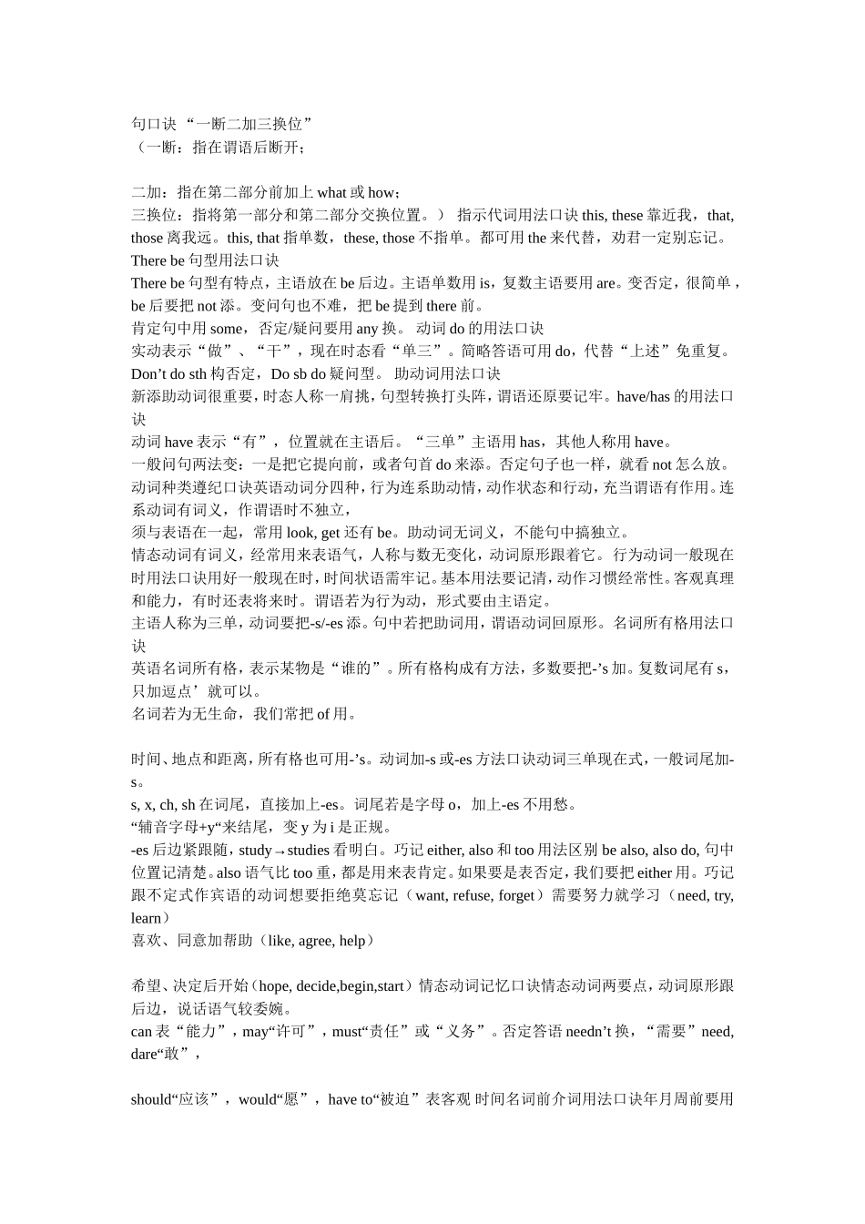 初中英语语法口诀大汇总_第2页