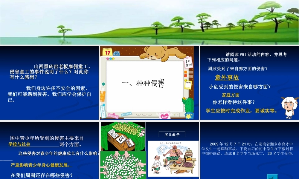 七上第九课第一框_身边的侵害与保护_课件