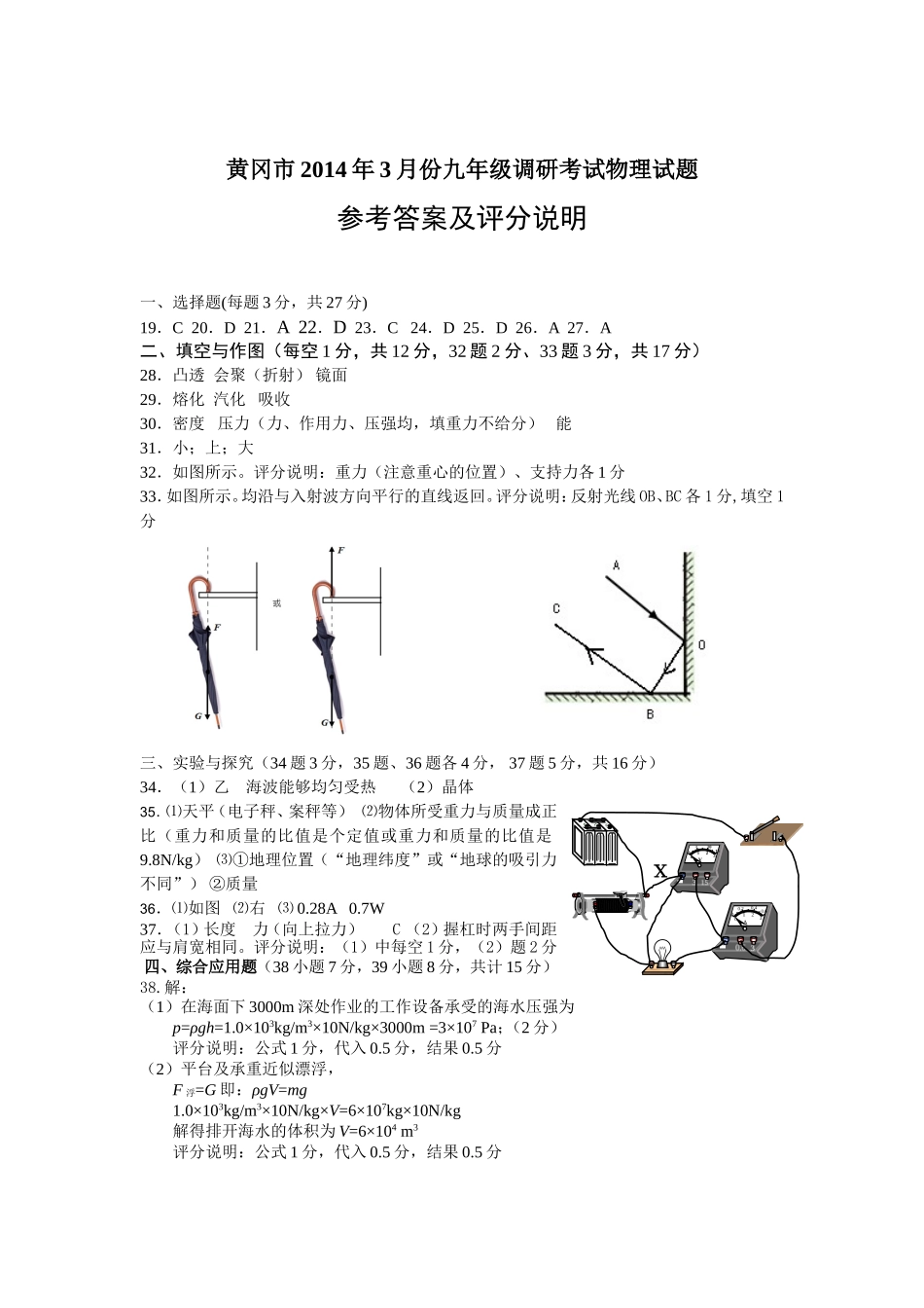 物理3月调研考试题参考答案_第1页