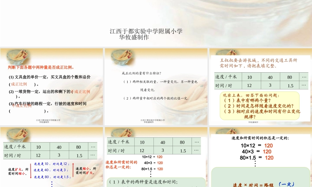 人教版六年级数学下册《反比例的意义》课件PPT