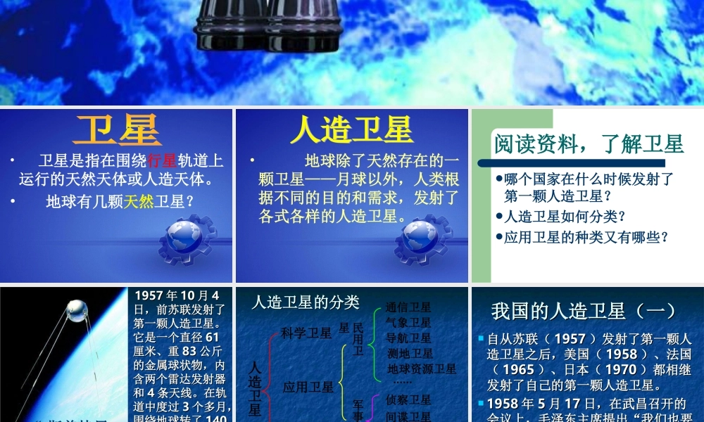 鄂教版小学科学六年级下册《人造卫星和宇宙飞船》课件