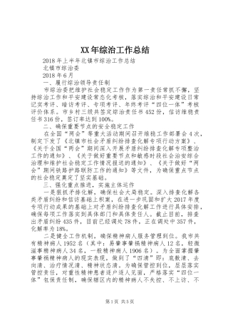 XX年综治工作总结