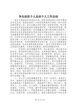 争先创优个人总结个人工作总结
