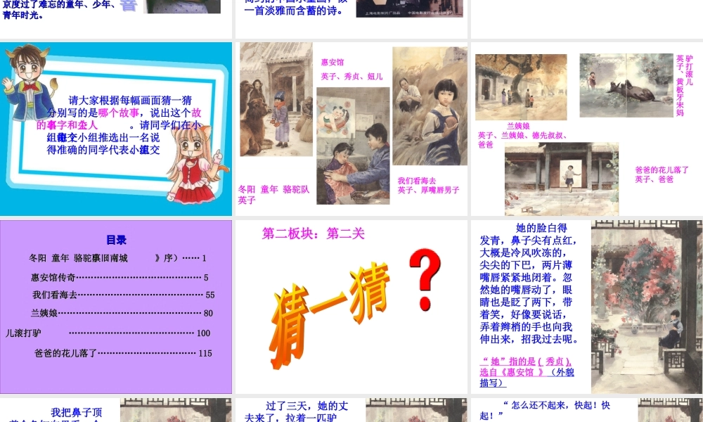 城南旧事课外阅读欣赏课件