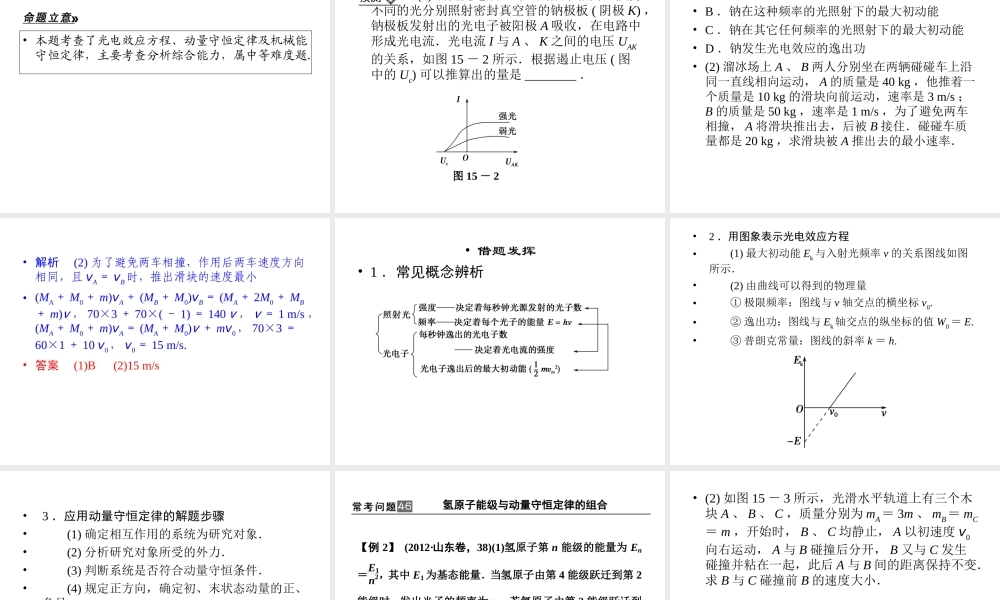 2013年高三物理二轮锁定高考课件：615动量守恒定律、原子结构和原子核中常