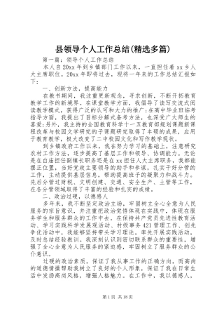 县领导个人工作总结(精选多篇)