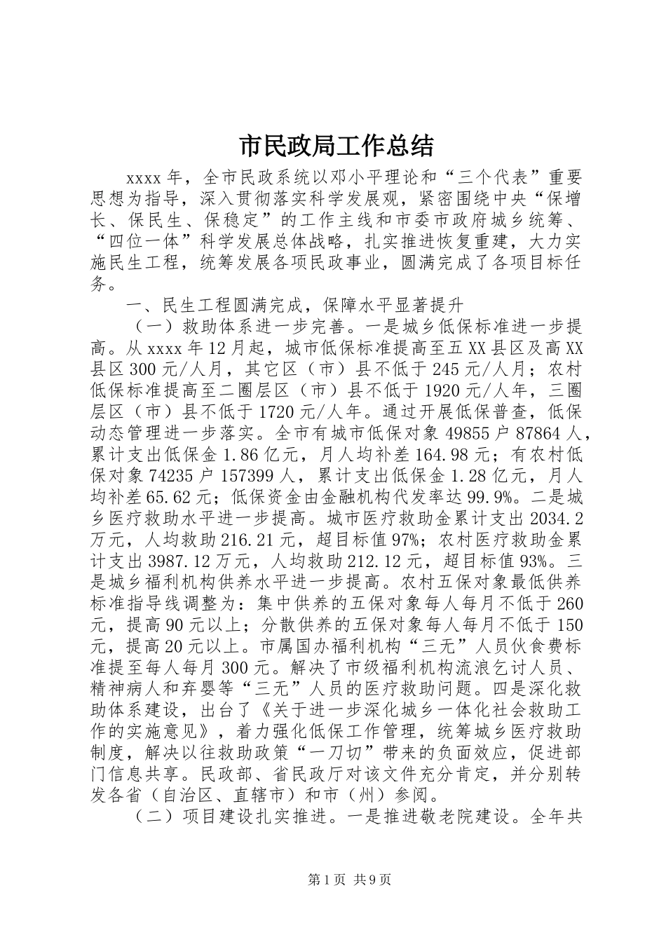市民政局工作总结_第1页