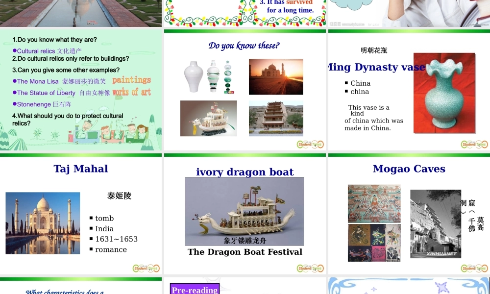 必修2Unit1_Cultural_relicswarming--up