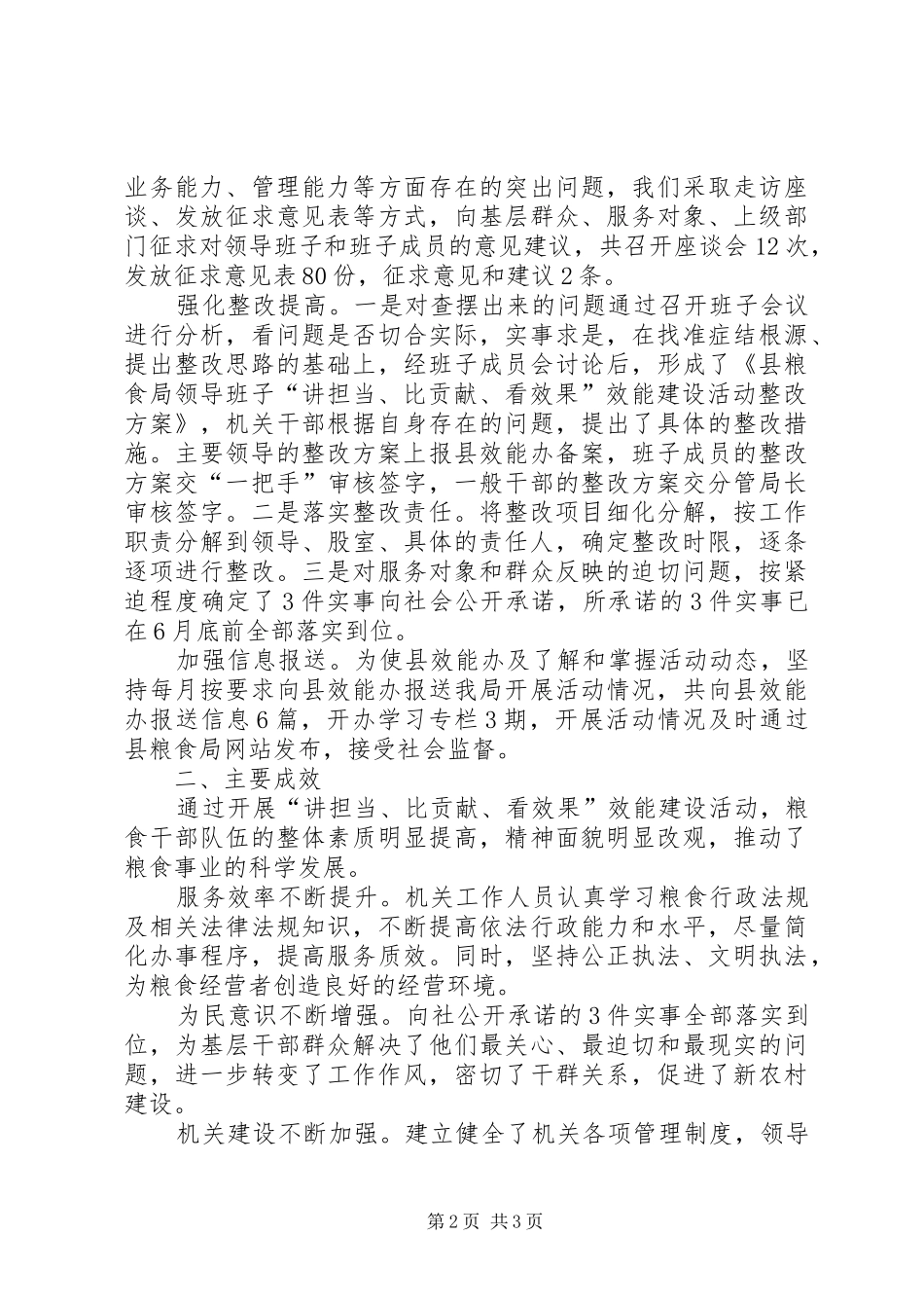 粮食系统效能工作总结范文_第2页