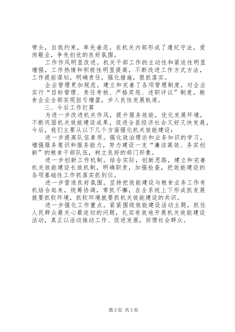 粮食系统效能工作总结范文_第3页