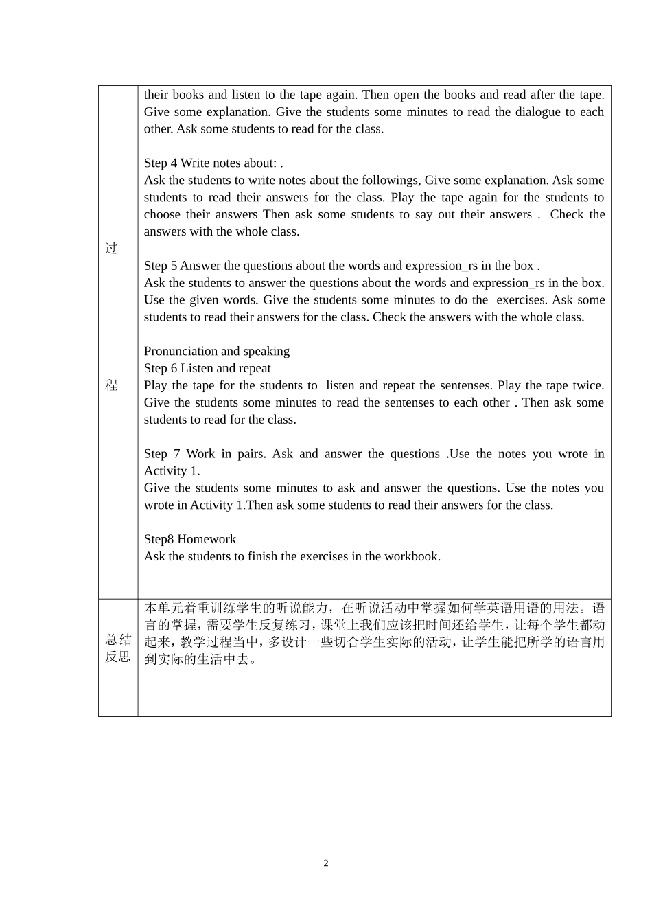 八年级英语模块1-2备课教案_第2页