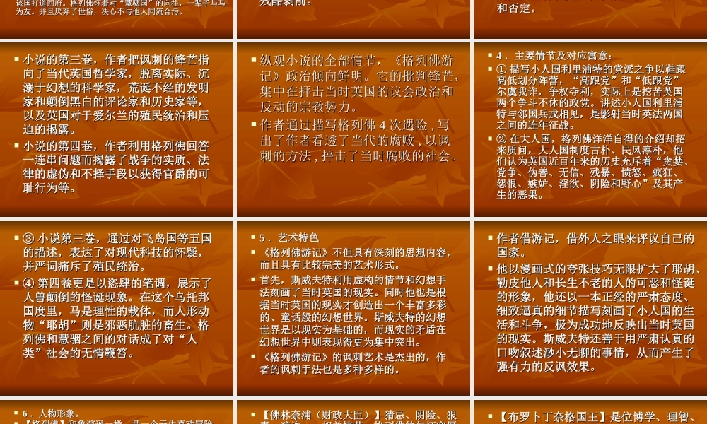 格列佛游记》复习课件