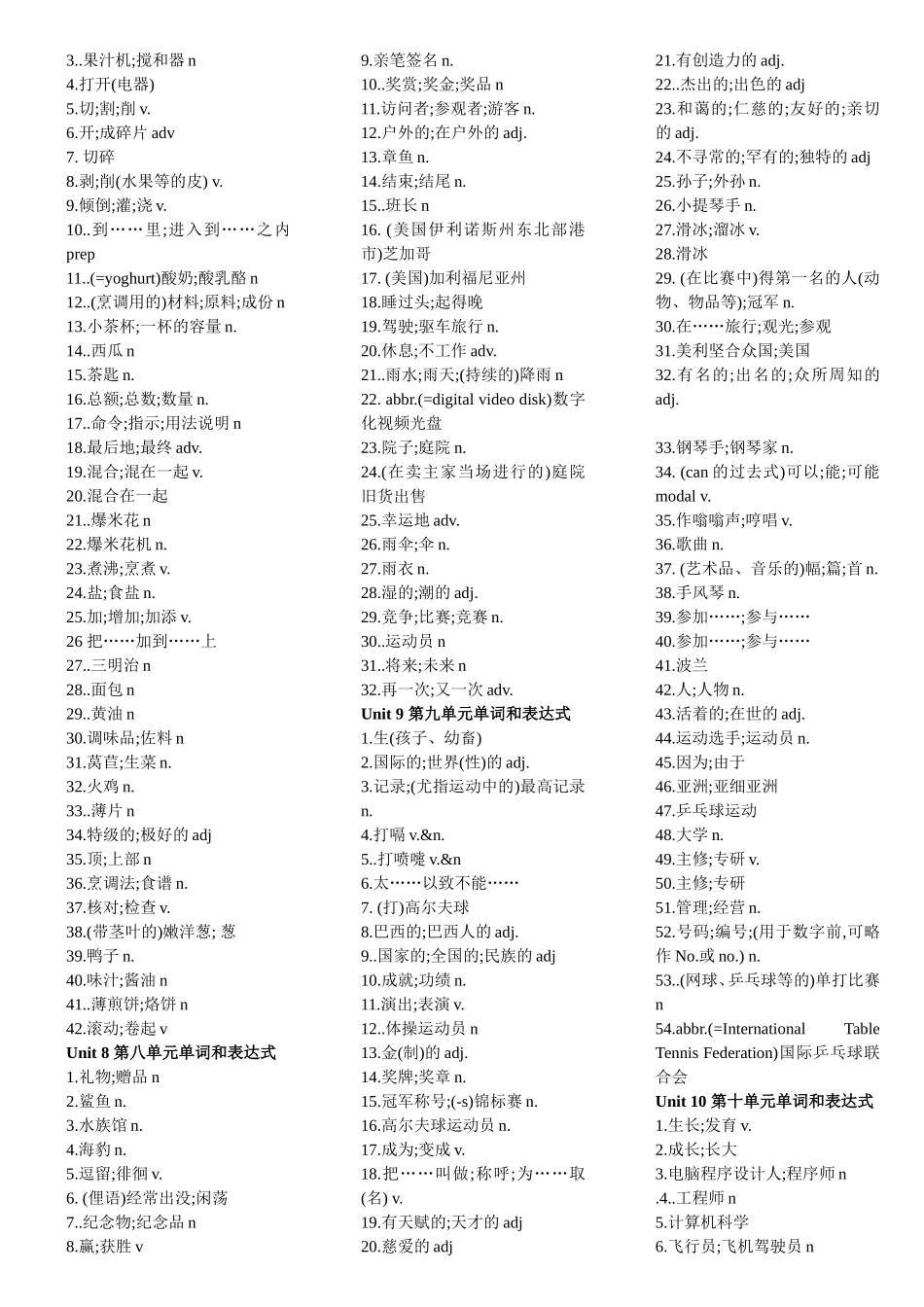 人教版新目标英语单词表八年级上_第3页