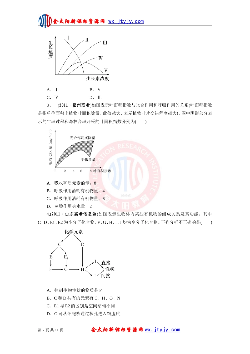 生物二轮复习专题十八图表曲线信息题专题测评_第2页