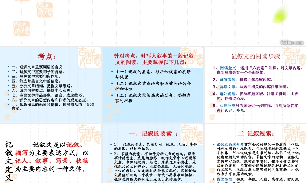 (精品课件)中考记叙文阅读指导(56张) (2)