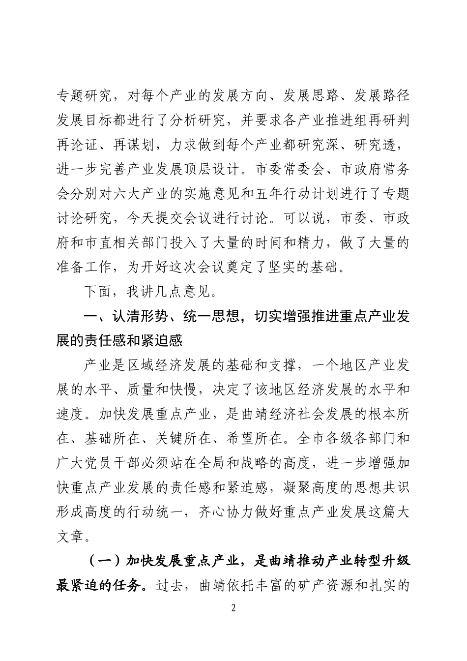 在全市重点产业发展大会上的讲话_第2页