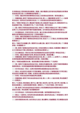 论证方法答题模式
